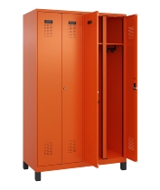 C+P Schwarz-Weiß-Spind Evolo PLUS 049012-20 mit Füßen 2 Abt.300mm Zylinder (HxBxT) 1850x600x500mm 0010/0010