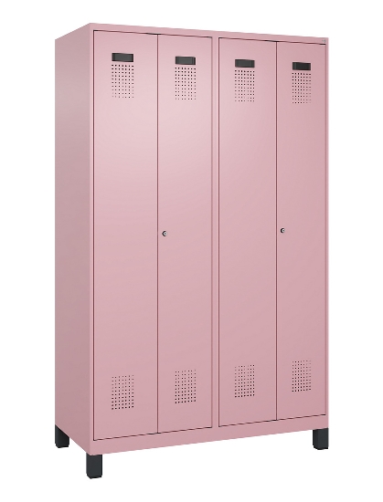 C+P Schwarz-Weiß-Spind Evolo PLUS 049012-20 mit Füßen 2 Abt.300mm Zylinder (HxBxT) 1850x600x500mm 0010/0010
