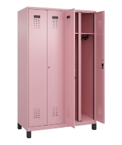C+P Schwarz-Weiß-Spind Evolo PLUS 049012-20 mit Füßen 2 Abt.300mm Zylinder (HxBxT) 1850x600x500mm 0010/0010