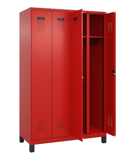 C+P Schwarz-Weiß-Spind Evolo PLUS 049012-20 mit Füßen 2 Abt.300mm Zylinder (HxBxT) 1850x600x500mm 0010/0010