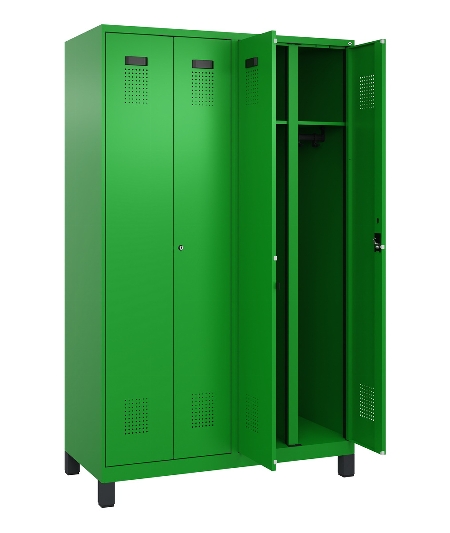 C+P Schwarz-Weiß-Spind Evolo PLUS 049012-20 mit Füßen 2 Abt.300mm Zylinder (HxBxT) 1850x600x500mm 0010/0010