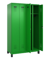 C+P Schwarz-Weiß-Spind Evolo PLUS 049012-20 mit Füßen 2 Abt.300mm Zylinder (HxBxT) 1850x600x500mm 0010/0010