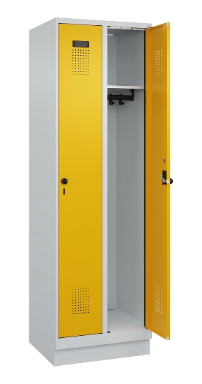 C+P Spind Evolo PLUS 049020-20 mit Sockel 2 Abt. 300mm Zylinderschloss (HxBxT) 1950x600x500mm 7035/7016