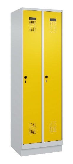 C+P Spind Evolo PLUS 049020-20 mit Sockel 2 Abt. 300mm Zylinderschloss (HxBxT) 1950x600x500mm 7035/7016