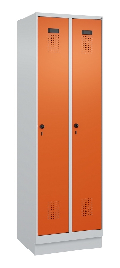 C+P Spind Evolo PLUS 049020-20 mit Sockel 2 Abt. 300mm Zylinderschloss (HxBxT) 1950x600x500mm 7035/7016