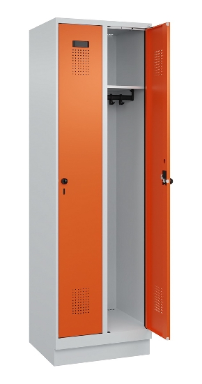 C+P Spind Evolo PLUS 049020-20 mit Sockel 2 Abt. 300mm Zylinderschloss (HxBxT) 1950x600x500mm 7035/7016