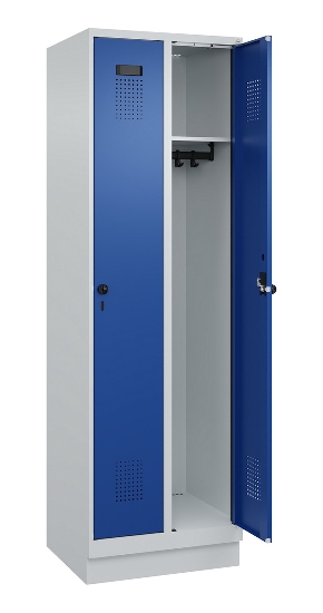 C+P Spind Evolo PLUS 049020-20 mit Sockel 2 Abt. 300mm Zylinderschloss (HxBxT) 1950x600x500mm 7035/7016