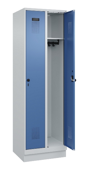 C+P Spind Evolo PLUS 049020-20 mit Sockel 2 Abt. 300mm Zylinderschloss (HxBxT) 1950x600x500mm 7035/7016