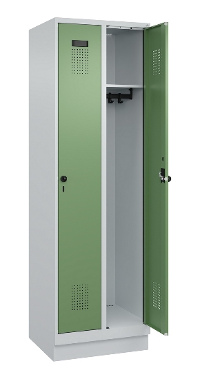 C+P Spind Evolo PLUS 049020-20 mit Sockel 2 Abt. 300mm Zylinderschloss (HxBxT) 1950x600x500mm 7035/7016