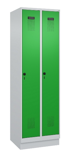 C+P Spind Evolo PLUS 049020-20 mit Sockel 2 Abt. 300mm Zylinderschloss (HxBxT) 1950x600x500mm 7035/7016