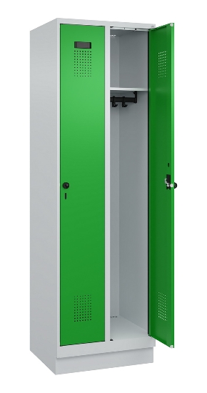 C+P Spind Evolo PLUS 049020-20 mit Sockel 2 Abt. 300mm Zylinderschloss (HxBxT) 1950x600x500mm 7035/7016