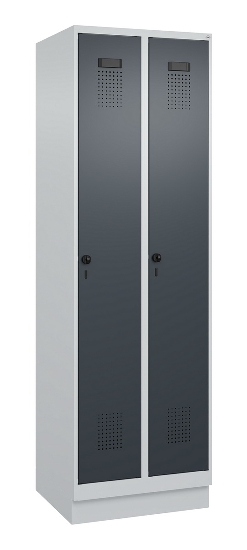 C+P Spind Evolo PLUS 049020-20 mit Sockel 2 Abt. 300mm Zylinderschloss (HxBxT) 1950x600x500mm 7035/7016