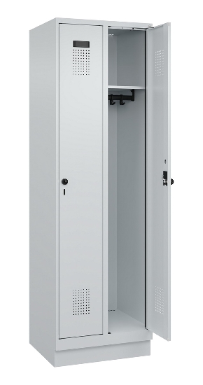 C+P Spind Evolo PLUS 049020-20 mit Sockel 2 Abt. 300mm Zylinderschloss (HxBxT) 1950x600x500mm 7035/7016