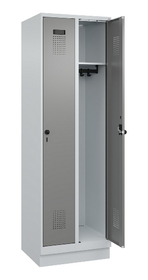 C+P Spind Evolo PLUS 049020-20 mit Sockel 2 Abt. 300mm Zylinderschloss (HxBxT) 1950x600x500mm 7035/7016