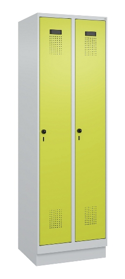C+P Spind Evolo PLUS 049020-20 mit Sockel 2 Abt. 300mm Zylinderschloss (HxBxT) 1950x600x500mm 7035/7016