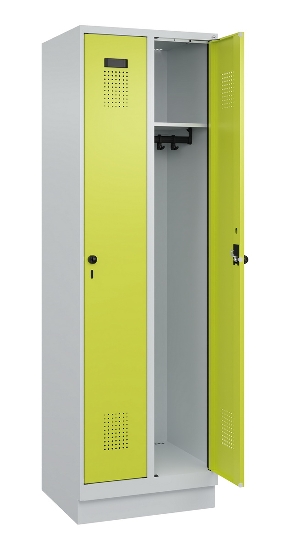 C+P Spind Evolo PLUS 049020-20 mit Sockel 2 Abt. 300mm Zylinderschloss (HxBxT) 1950x600x500mm 7035/7016