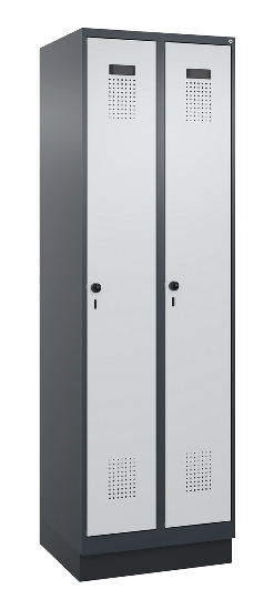 C+P Spind Evolo PLUS 049020-20 mit Sockel 2 Abt. 300mm Zylinderschloss (HxBxT) 1950x600x500mm 7035/7016