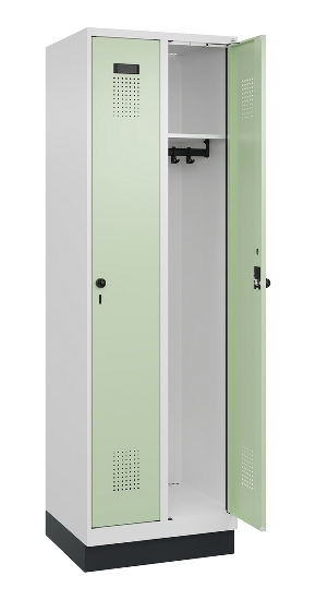 C+P Spind Evolo PLUS 049020-20 mit Sockel 2 Abt. 300mm Zylinderschloss (HxBxT) 1950x600x500mm 7035/7016
