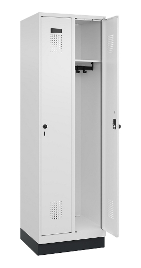 C+P Spind Evolo PLUS 049020-20 mit Sockel 2 Abt. 300mm Zylinderschloss (HxBxT) 1950x600x500mm 7035/7016