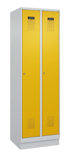 C+P Spind Evolo PLUS 049020-20 mit Sockel 2 Abt. 300mm Zylinderschloss (HxBxT) 1950x600x500mm 7035/7016