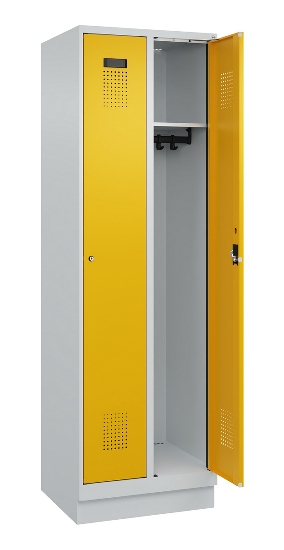 C+P Spind Evolo PLUS 049020-20 mit Sockel 2 Abt. 300mm Zylinderschloss (HxBxT) 1950x600x500mm 7035/7016