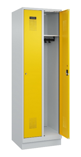C+P Spind Evolo PLUS 049020-20 mit Sockel 2 Abt. 300mm Zylinderschloss (HxBxT) 1950x600x500mm 7035/7016