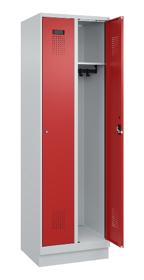 C+P Spind Evolo PLUS 049020-20 mit Sockel 2 Abt. 300mm Zylinderschloss (HxBxT) 1950x600x500mm 7035/7016