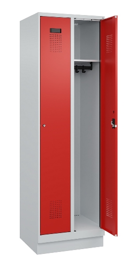 C+P Spind Evolo PLUS 049020-20 mit Sockel 2 Abt. 300mm Zylinderschloss (HxBxT) 1950x600x500mm 7035/7016