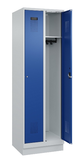 C+P Spind Evolo PLUS 049020-20 mit Sockel 2 Abt. 300mm Zylinderschloss (HxBxT) 1950x600x500mm 7035/7016