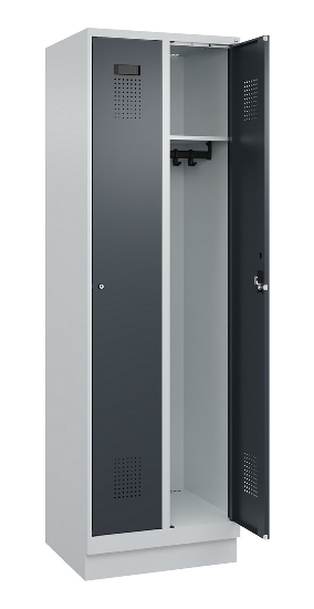C+P Spind Evolo PLUS 049020-20 mit Sockel 2 Abt. 300mm Zylinderschloss (HxBxT) 1950x600x500mm 7035/7016