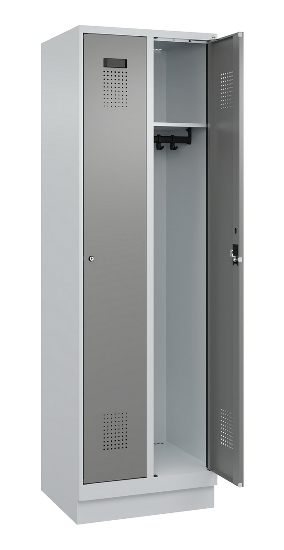 C+P Spind Evolo PLUS 049020-20 mit Sockel 2 Abt. 300mm Zylinderschloss (HxBxT) 1950x600x500mm 7035/7016