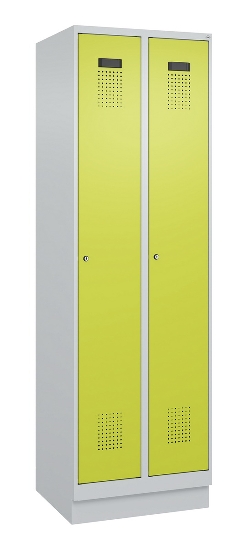 C+P Spind Evolo PLUS 049020-20 mit Sockel 2 Abt. 300mm Zylinderschloss (HxBxT) 1950x600x500mm 7035/7016