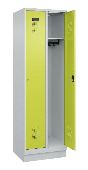 C+P Spind Evolo PLUS 049020-20 mit Sockel 2 Abt. 300mm Zylinderschloss (HxBxT) 1950x600x500mm 7035/7016