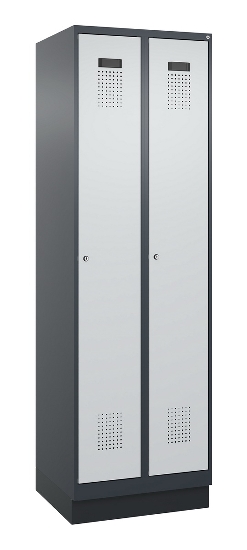 C+P Spind Evolo PLUS 049020-20 mit Sockel 2 Abt. 300mm Zylinderschloss (HxBxT) 1950x600x500mm 7035/7016