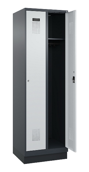 C+P Spind Evolo PLUS 049020-20 mit Sockel 2 Abt. 300mm Zylinderschloss (HxBxT) 1950x600x500mm 7035/7016