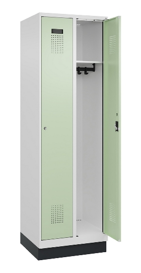 C+P Spind Evolo PLUS 049020-20 mit Sockel 2 Abt. 300mm Zylinderschloss (HxBxT) 1950x600x500mm 7035/7016