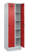 C+P Wäsche-Spind Evolo PLUS 049020-22B mit Sockel 2 Abt.je 400mm Drehriegel (HxBxT) 1950x800x500mm 7035/3000