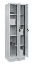 C+P Wäsche-Spind Evolo PLUS 049020-22B mit Sockel 2 Abt.je 400mm Drehriegel (HxBxT) 1950x800x500mm 7035/3000