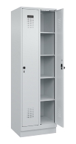 C+P Wäsche-Spind Evolo PLUS 049020-22B mit Sockel 2 Abt.je 400mm Drehriegel (HxBxT) 1950x800x500mm 7035/3000