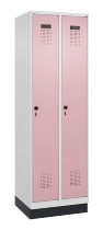C+P Wäsche-Spind Evolo PLUS 049020-22B mit Sockel 2 Abt.je 400mm Drehriegel (HxBxT) 1950x800x500mm 7035/3000