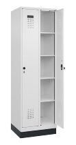 C+P Wäsche-Spind Evolo PLUS 049020-22B mit Sockel 2 Abt.je 400mm Drehriegel (HxBxT) 1950x800x500mm 7035/3000