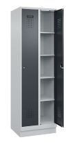 C+P Wäsche-Spind Evolo PLUS 049020-22B mit Sockel 2 Abt.je 400mm Drehriegel (HxBxT) 1950x800x500mm 7035/3000