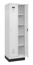 C+P Wäsche-Spind Evolo PLUS 049020-22B mit Sockel 2 Abt.je 400mm Drehriegel (HxBxT) 1950x800x500mm 7035/3000
