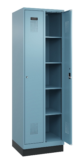 C+P Wäsche-Spind Evolo PLUS 049010-22B mit Füßen 2 Abt.je 400mm Drehriegel (HxBxT) 1950x800x500mm 0010/0010