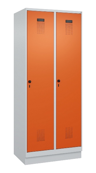 C+P Spind Evolo PLUS 049020-20 mit Sockel 2 Abt. 300mm Zylinderschloss (HxBxT) 1950x600x500mm 7035/7016