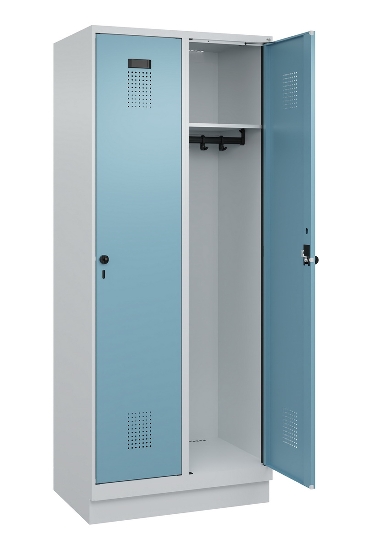 C+P Spind Evolo PLUS 049020-20 mit Sockel 2 Abt. 300mm Zylinderschloss (HxBxT) 1950x600x500mm 7035/7016