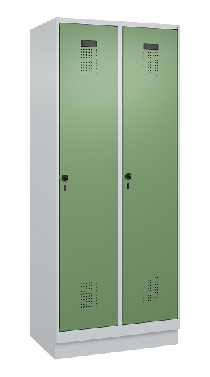 C+P Spind Evolo PLUS 049020-20 mit Sockel 2 Abt. 300mm Zylinderschloss (HxBxT) 1950x600x500mm 7035/7016
