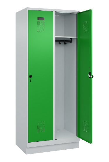 C+P Spind Evolo PLUS 049020-20 mit Sockel 2 Abt. 300mm Zylinderschloss (HxBxT) 1950x600x500mm 7035/7016