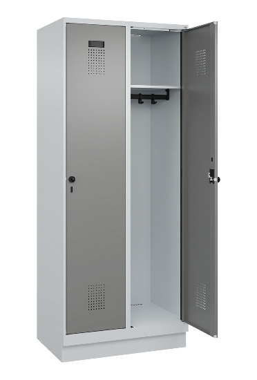 C+P Spind Evolo PLUS 049020-20 mit Sockel 2 Abt. 300mm Zylinderschloss (HxBxT) 1950x600x500mm 7035/7016