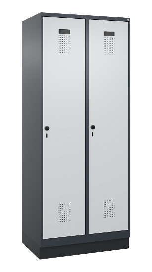 C+P Spind Evolo PLUS 049020-20 mit Sockel 2 Abt. 300mm Zylinderschloss (HxBxT) 1950x600x500mm 7035/7016